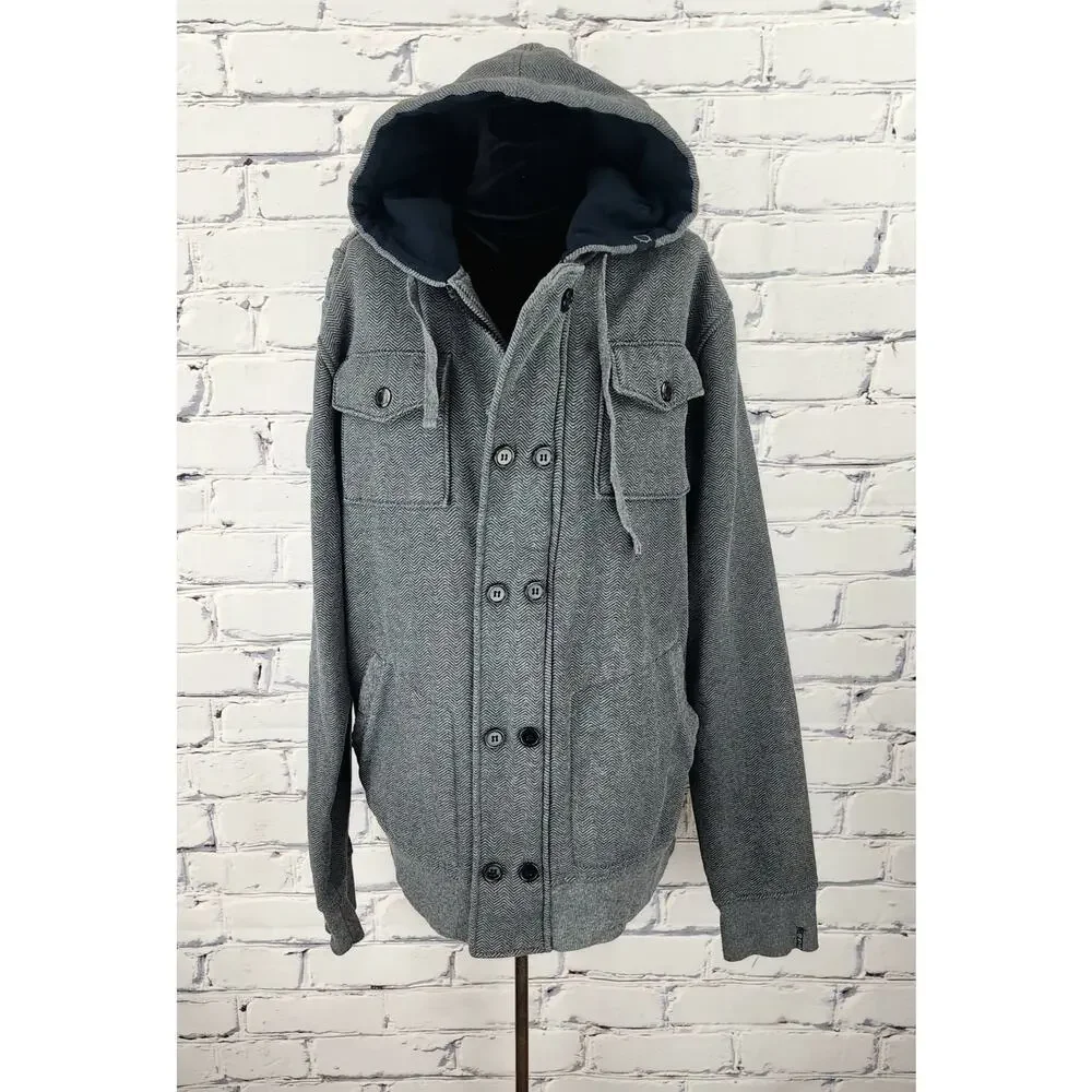 Empyre Jacket Mens Herringbone Hooded normcore Sweatshirt streetwear cabincore - Picture 1 of 12